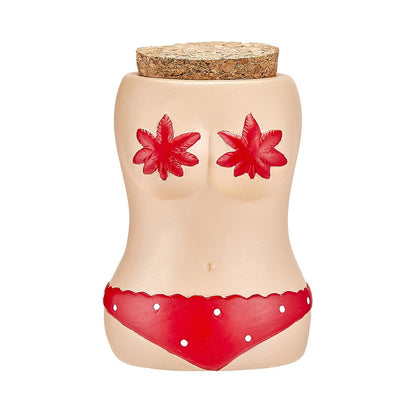 bikini stash jar w/ red bikini