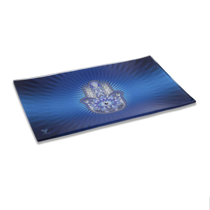 Hamsa Blue Glass Rollin' Tray