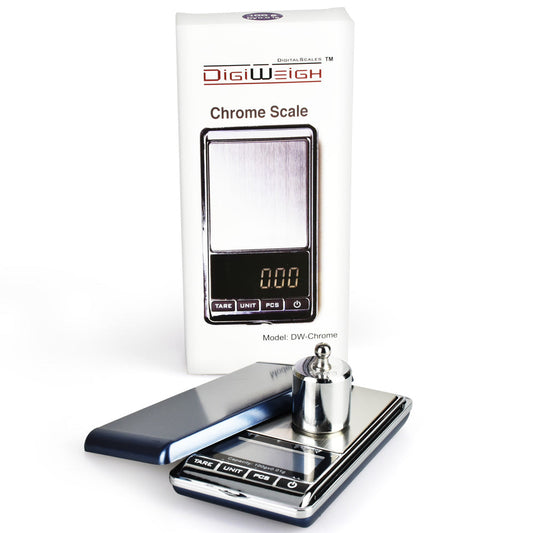 DigiWeigh Chrome Digital Pocket Scale w/ Weight | 100g x 0.01g