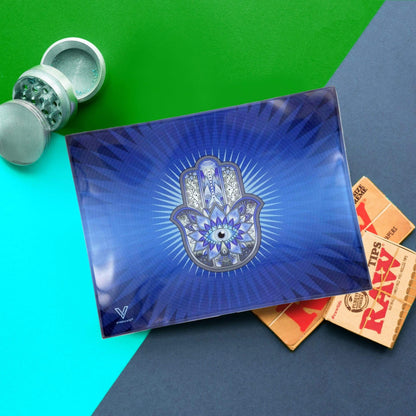 Hamsa Blue Glass Rollin' Tray