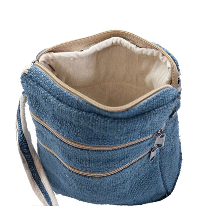 Core Hemp Multi Pocket Crossbody Purse - Himal Blue