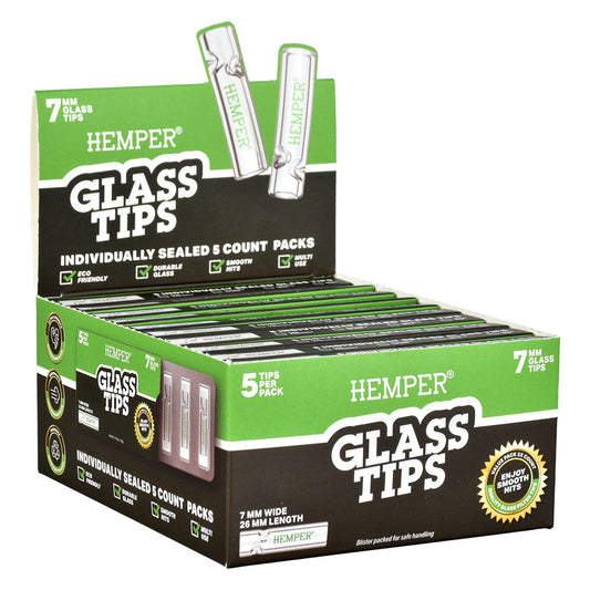 10PC DISPLAY - Hemper Glass Tips - 7mm / 5pk