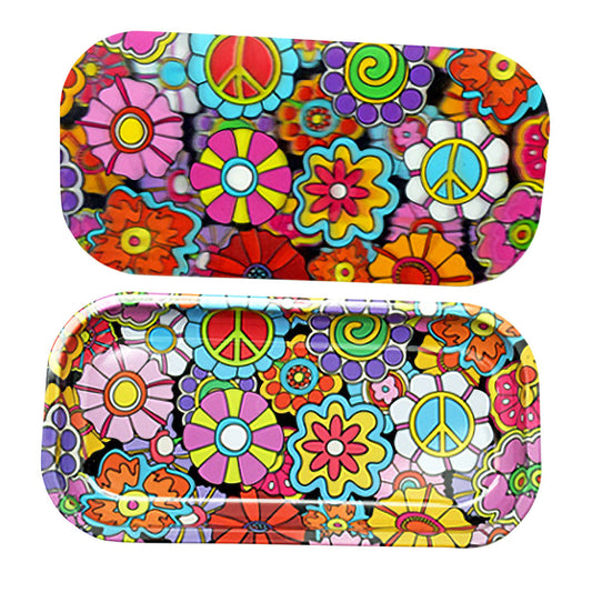 Groovy Flowers Rolling Tray w/ 3D Magnetic Cover - 8.25"x4"
