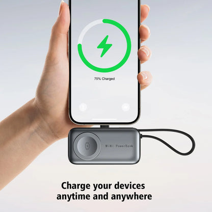 Zotix™ Magnetic Wireless Power Bank 5000mAh – Mini Portable Charger with Dual Built-in Cables