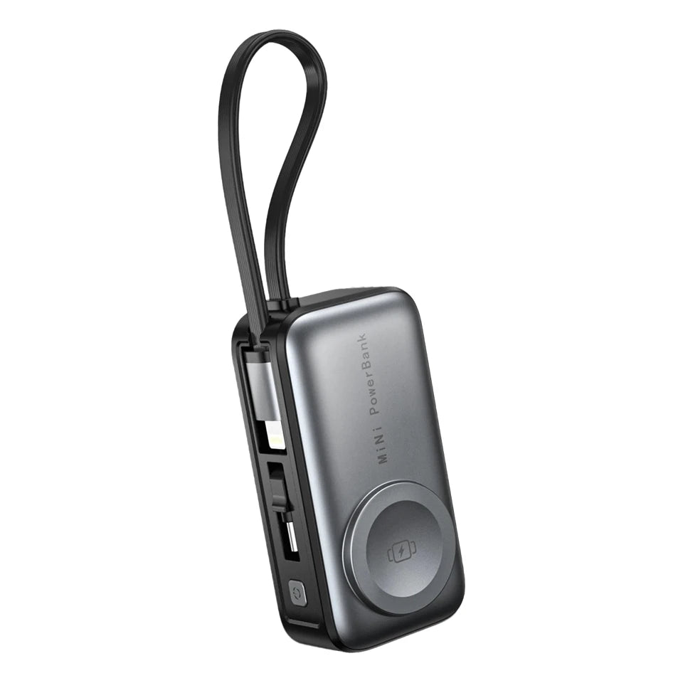 Zotix™ Magnetic Wireless Power Bank 5000mAh – Mini Portable Charger with Dual Built-in Cables
