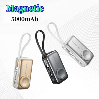 Zotix™ Magnetic Wireless Power Bank 5000mAh – Mini Portable Charger with Dual Built-in Cables