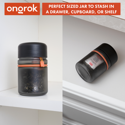 Ongrok Child Resistant Glass Storage Jar, 3 pack x 180ml each