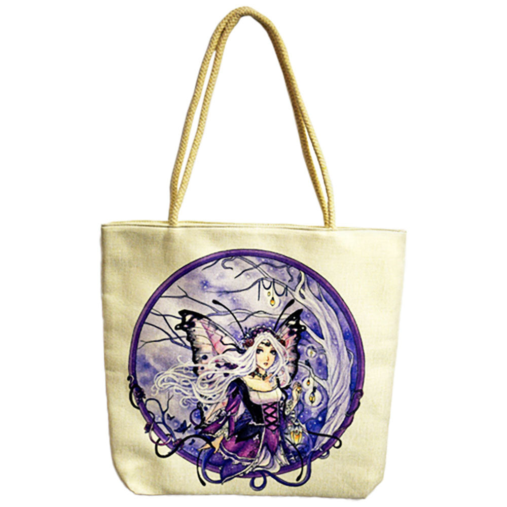 Fanciful Fairy Jute Rope-Handled Tote Bag - 17"x15"