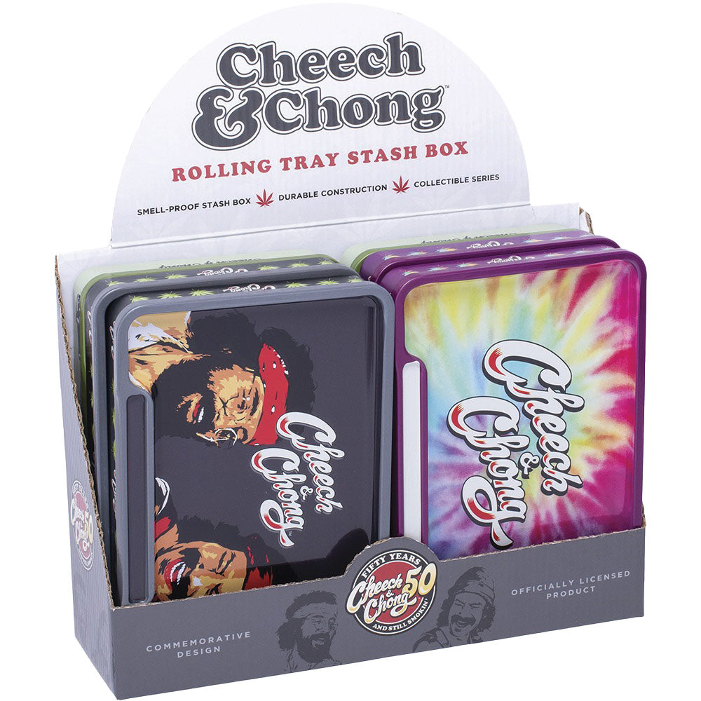Cheech & Chong Rolling Tray Stash Box | 8"x5.75" | Asst | 6pc Display