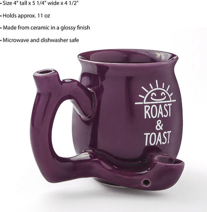 Premium Roast & Toast Single Wall Mug - Shiny Plum with White Print